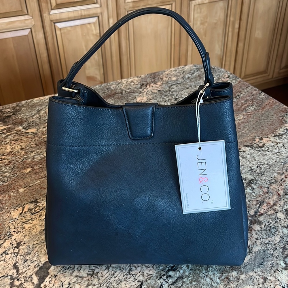 New with Tags! Jen & Co. Tati Satchel. Vegan leather. Dark Navy. Almost black.